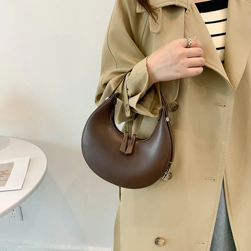 Vintage PU Leather Women Handbag Double Zipper Shoulder Bag