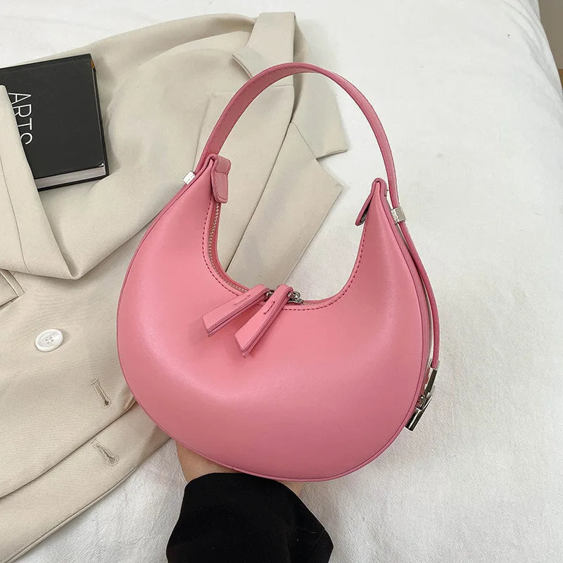Vintage PU Leather Women Handbag Double Zipper Shoulder Bag