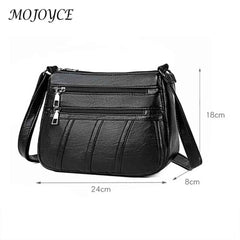 PU Leather Women Shoulder Bag Solid Messenger Crossbody Bags Multi-pocket
