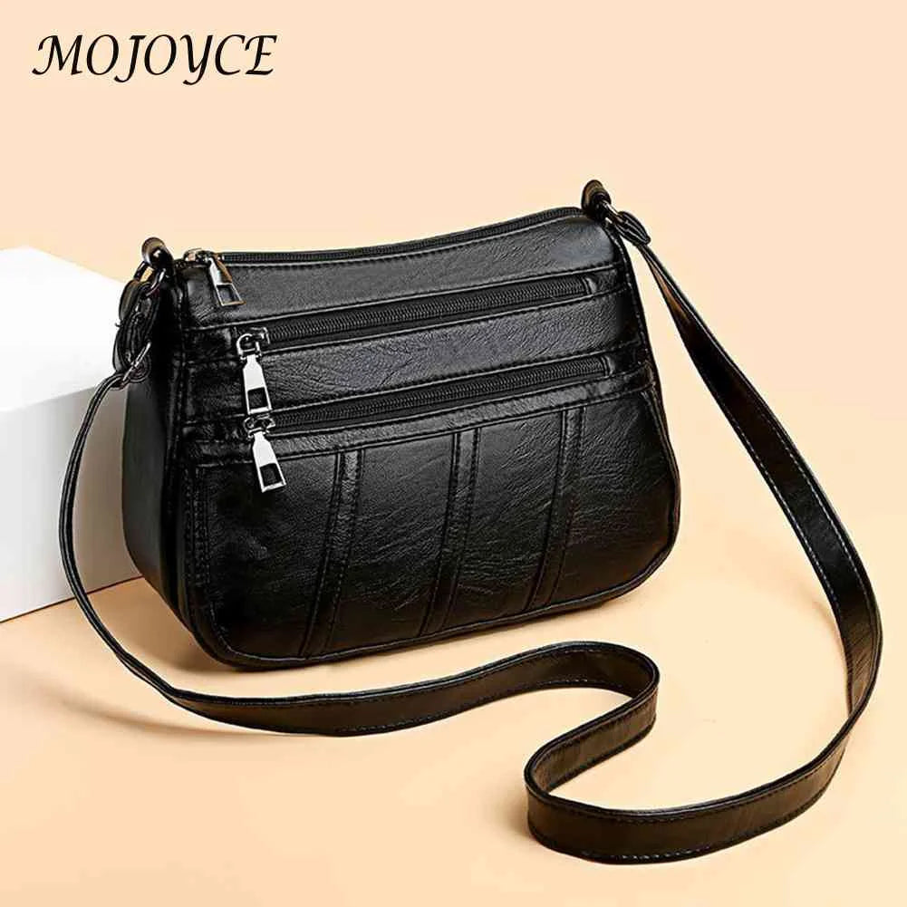 PU Leather Women Shoulder Bag Solid Messenger Crossbody Bags Multi-pocket