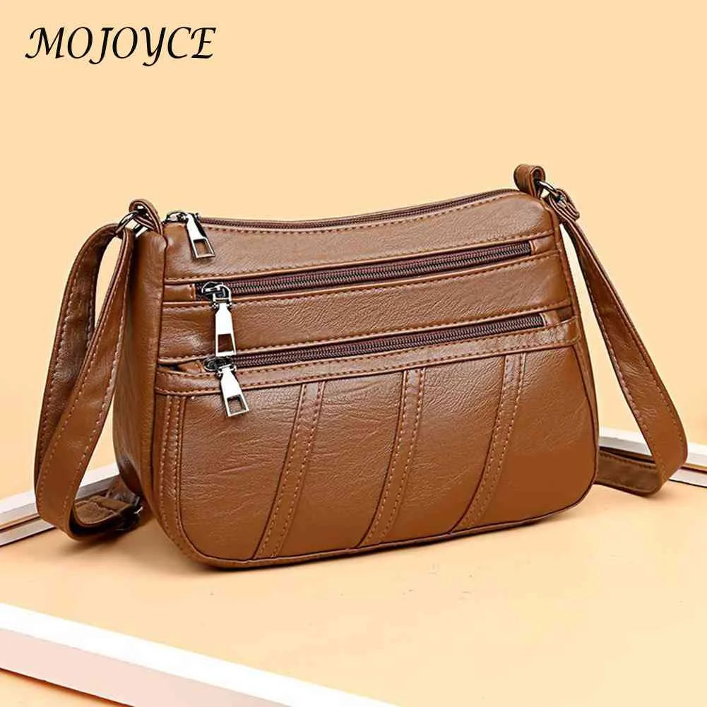 PU Leather Women Shoulder Bag Solid Messenger Crossbody Bags Multi-pocket