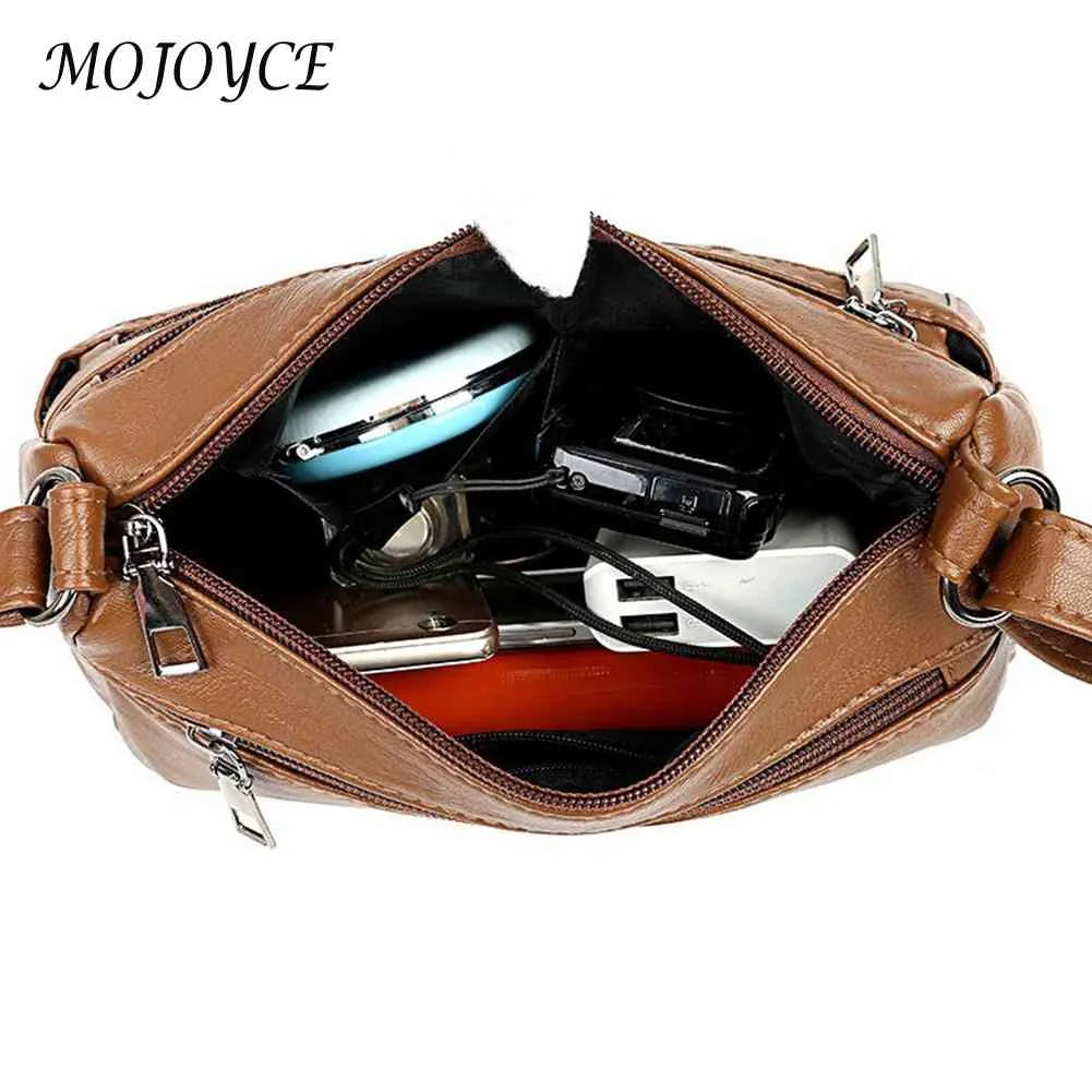 PU Leather Women Shoulder Bag Solid Messenger Crossbody Bags Multi-pocket