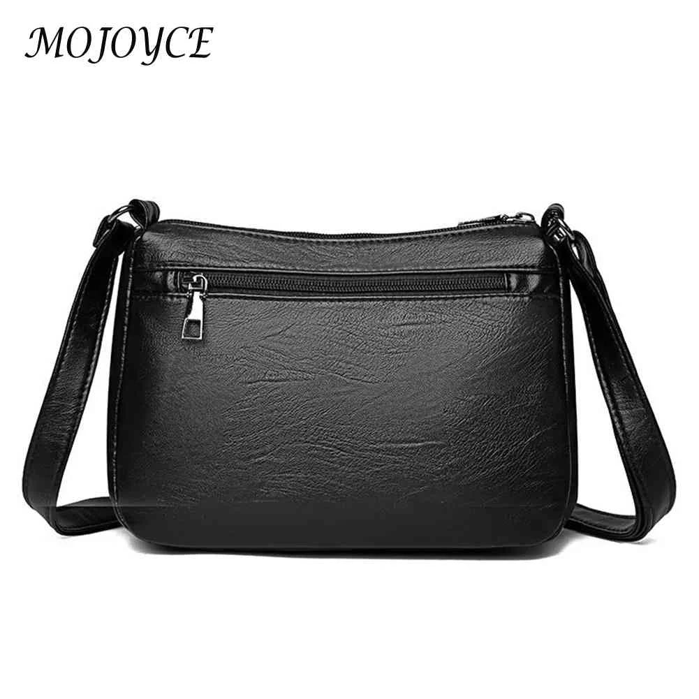 PU Leather Women Shoulder Bag Solid Messenger Crossbody Bags Multi-pocket