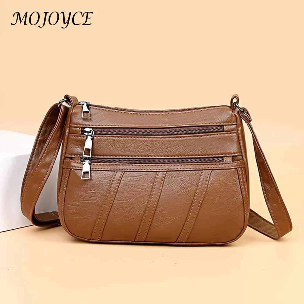 PU Leather Women Shoulder Bag Solid Messenger Crossbody Bags Multi-pocket