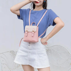 PU Leather Women Small Backpack Splicing Hit Shoulder Bags School Bags