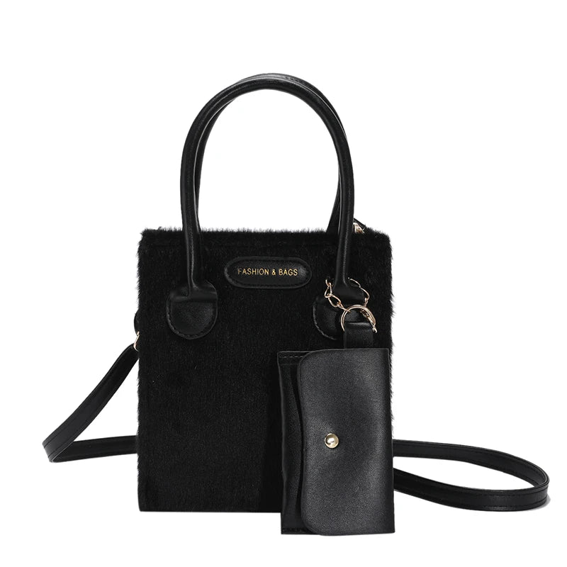 Plush Shoulder Crossbody Bag Ladies Handbag Small Square Bag