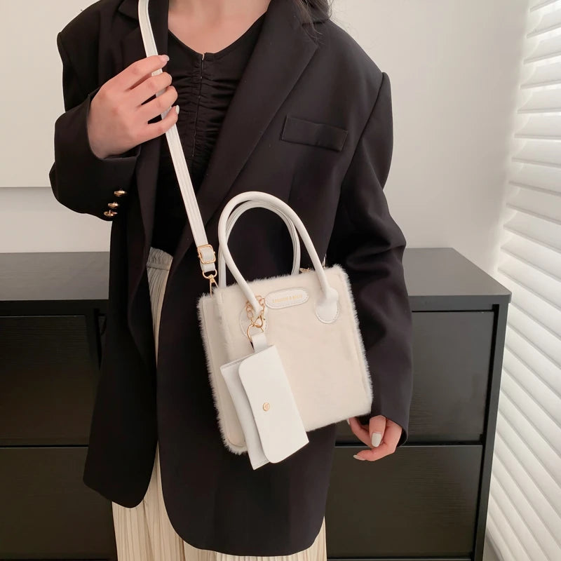 Plush Shoulder Crossbody Bag Ladies Handbag Small Square Bag