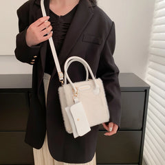 Plush Shoulder Crossbody Bag Ladies Handbag Small Square Bag