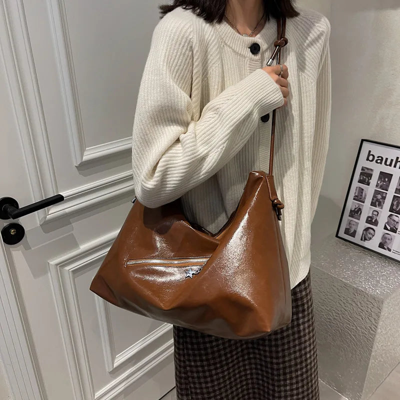 PU Leather Hobo Crossbody Bag for Women Winter Capacity Ladies Handbags