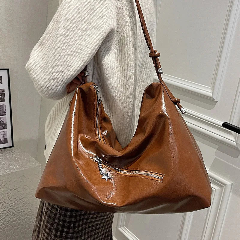 PU Leather Hobo Crossbody Bag for Women Winter Capacity Ladies Handbags