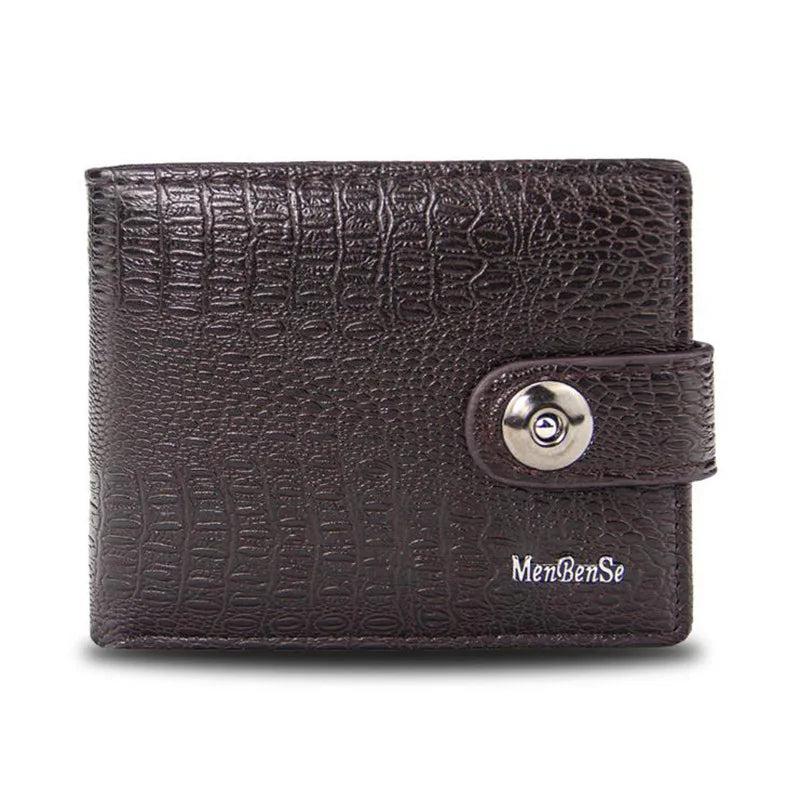 PU Men's Wallet Retro Woven Pattern Leather Men's Short Wallet Multi-Card Wallet