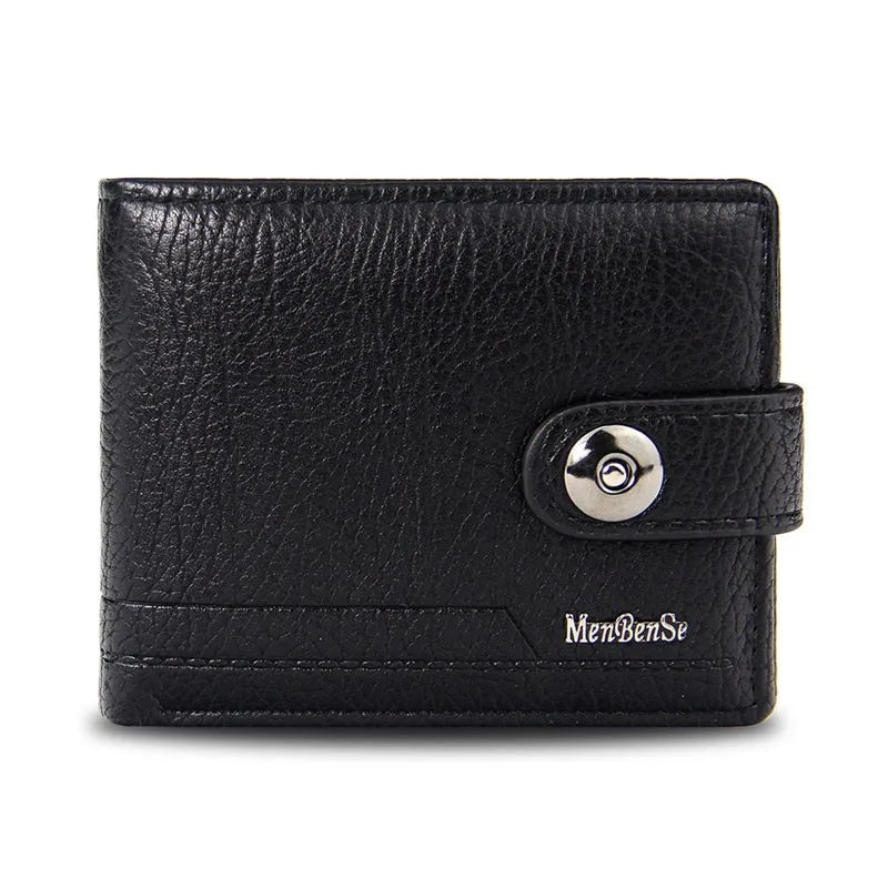 Woven Pattern Leather Men's Short Wallet with Zipper