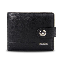 Woven Pattern Leather Men's Short Wallet with Zipper