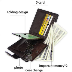 Woven Pattern Leather Men's Short Wallet with Zipper