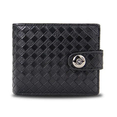 Woven Pattern Leather Men's Short Wallet with Zipper