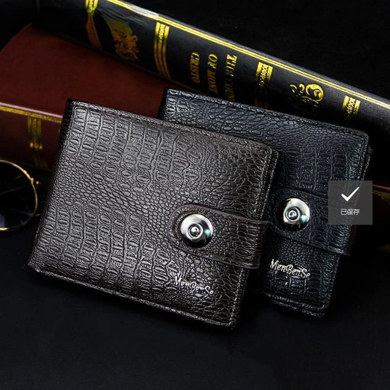 PU Men's Wallet Retro Woven Pattern Leather Men's Short Wallet Multi-Card Wallet