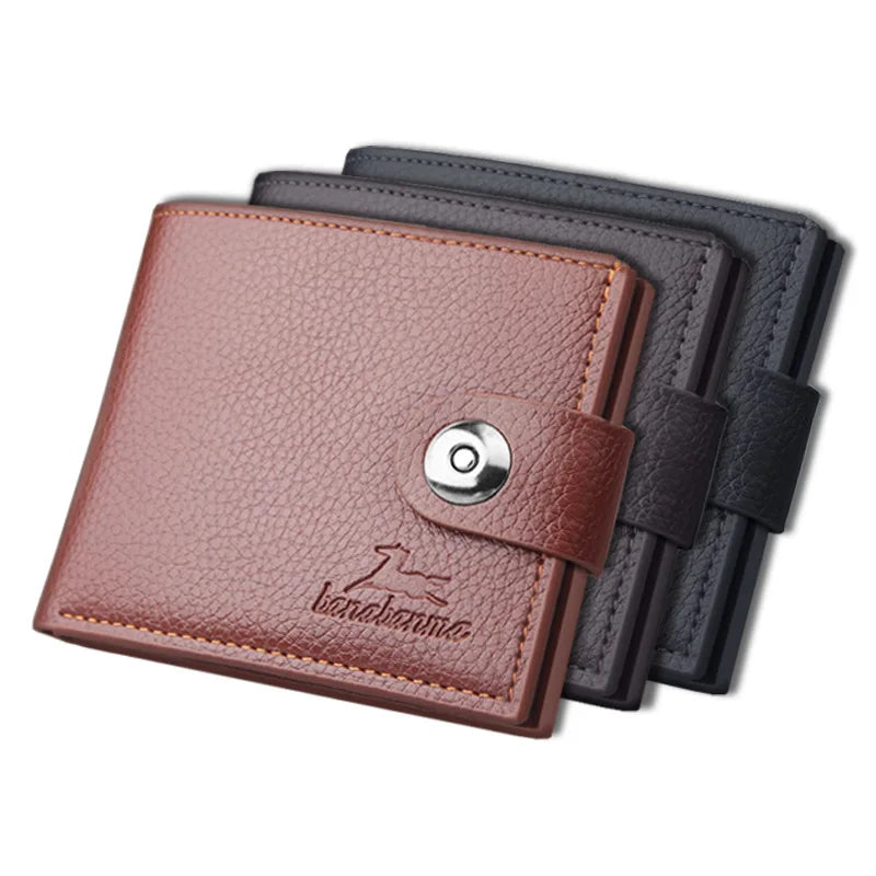 Woven Pattern Leather Men's Short Wallet with Zipper