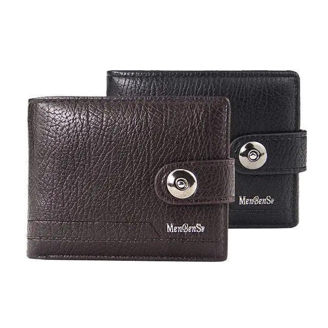 Woven Pattern Leather Men's Short Wallet with Zipper
