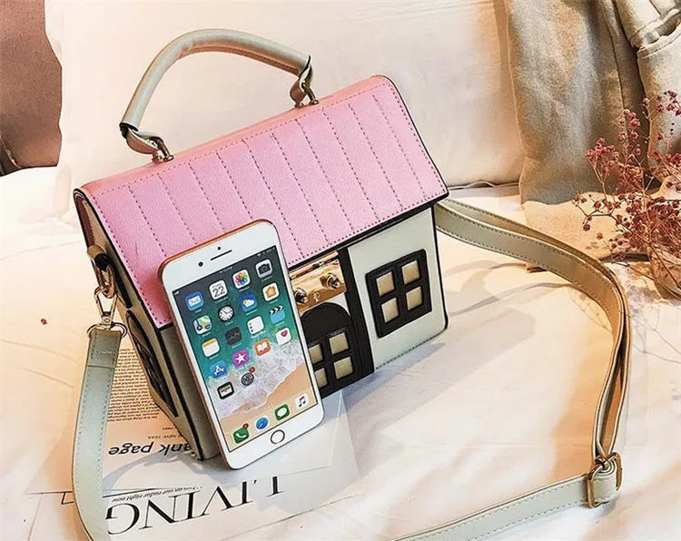 PU Messenger Bag Personality Small House One Shoulder Cross Body Bag