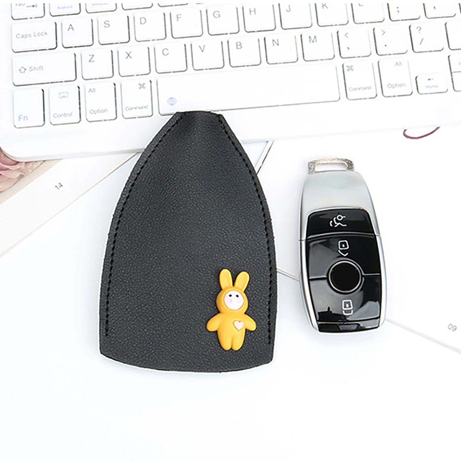 Leather Keychain Pouch Pull Type Large Capacity for Men Women