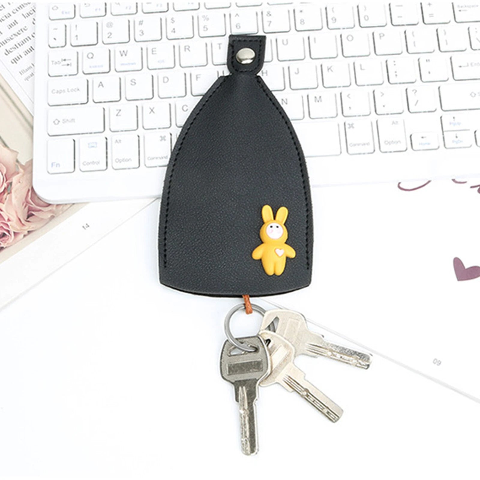 Leather Keychain Pouch Pull Type Large Capacity for Men Women