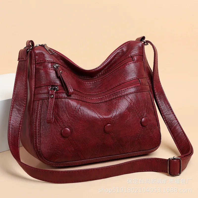 PU Soft Leather Texture Diagonal Bag Large Capacity Shoulder Bag
