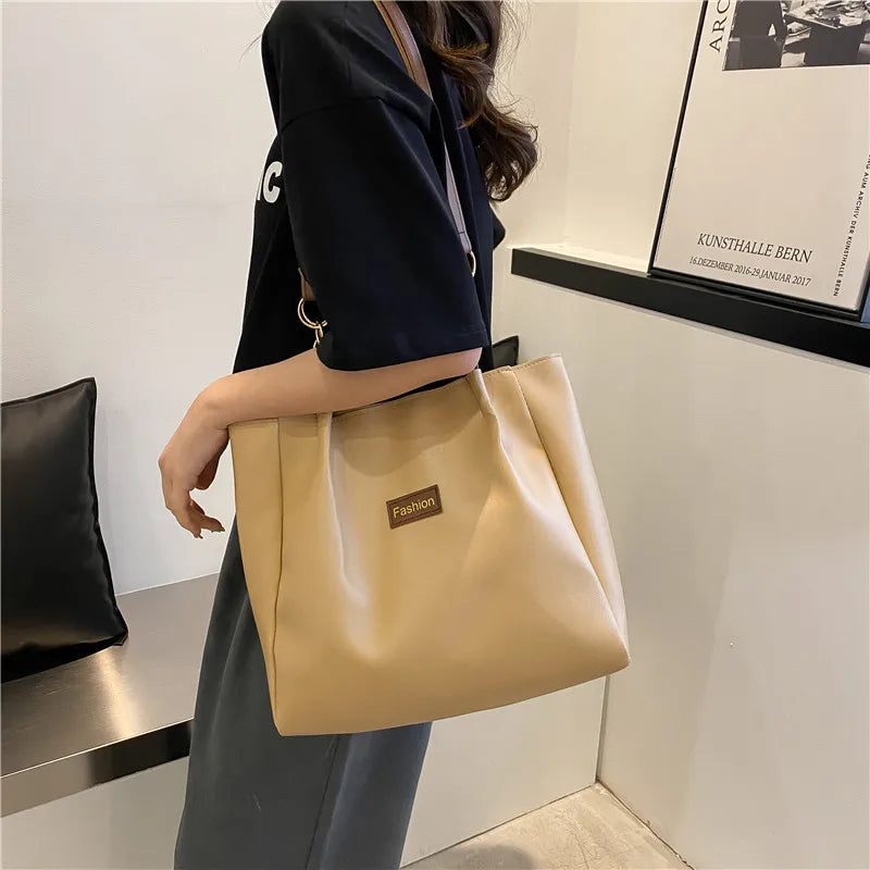 Vintage PU Shoulder Tote Bag for Women with Big Capacity