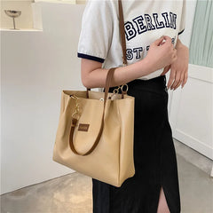 Vintage PU Shoulder Tote Bag for Women with Big Capacity