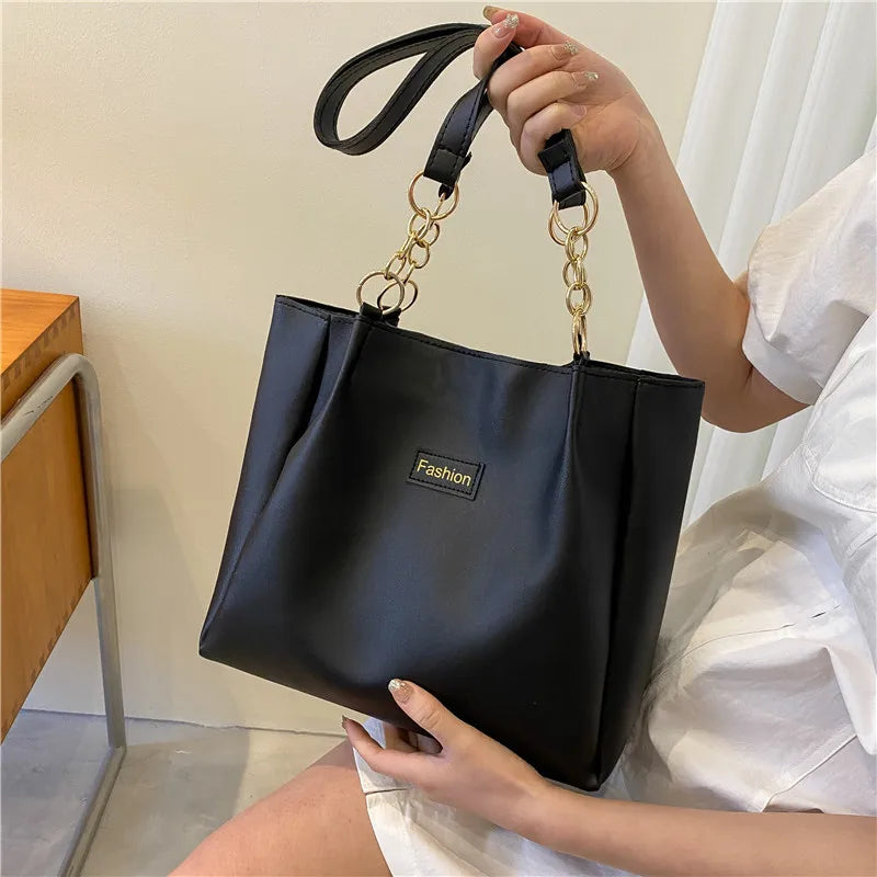 Vintage PU Shoulder Tote Bag for Women with Big Capacity