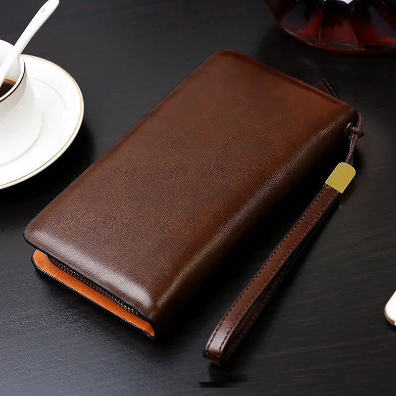 Men's Zipper Handbag Multi-Functional Gentleman Bag Phone Purse