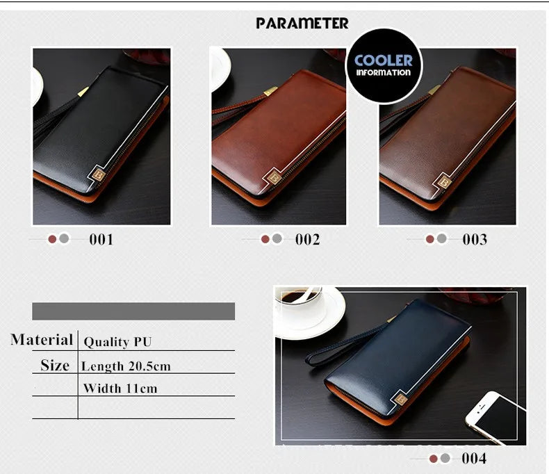 Men's Zipper Handbag Multi-Functional Gentleman Bag Phone Purse