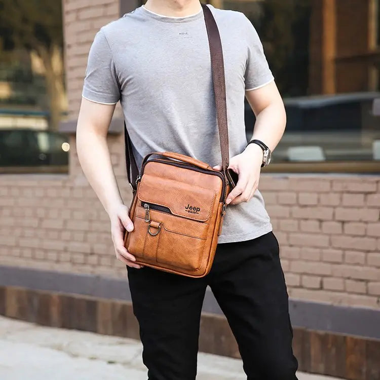 Vintage Men Tote Bag Large Capacity Briefcase Crossbody Shoulder Handbag
