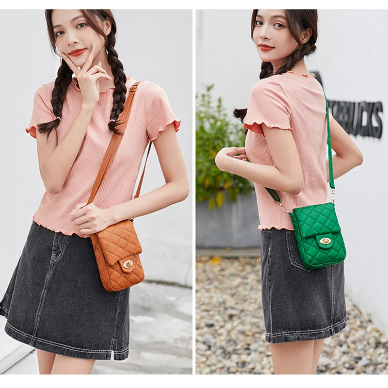 Mini Shoulder Bag with Rhombus Chain for Women