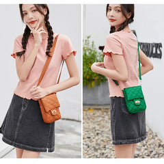 Mini Shoulder Bag with Rhombus Chain for Women