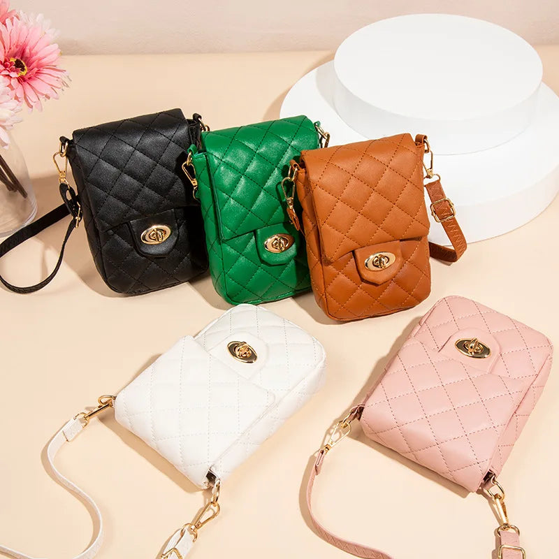 Mini Shoulder Bag with Rhombus Chain for Women