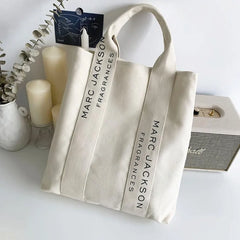 Minimalist Letter Shoulder Tote Bag Large Canvas Reusable Shopping Bag
