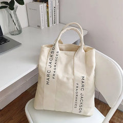 Minimalist Letter Shoulder Tote Bag Large Canvas Reusable Shopping Bag