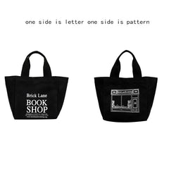 Women Mini Handbag Style Letters Print Canvas Shopping Bag Girl Lunch Tote Bag