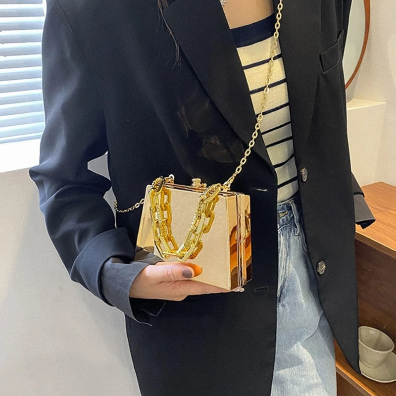 Women PVC Box Handbag Travel Beach Tote Crossbody Bag