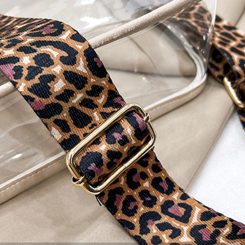 Clear Tote Bag Leopard Strap Messenger Bag