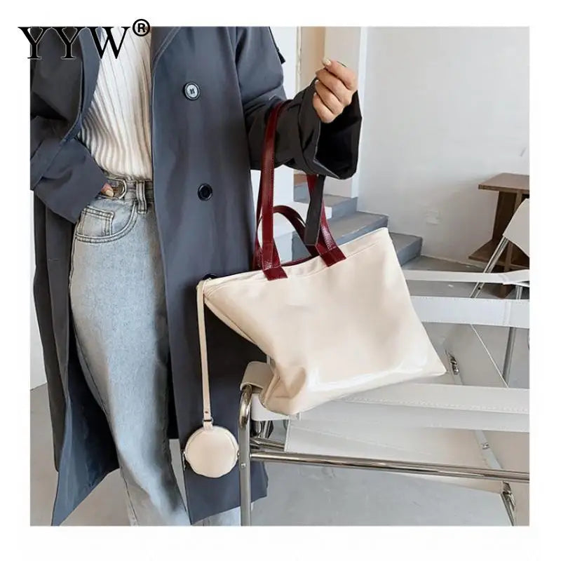 PVC Shoulder Bag Large Capacity Soft Surface Shopping Big Party Purse