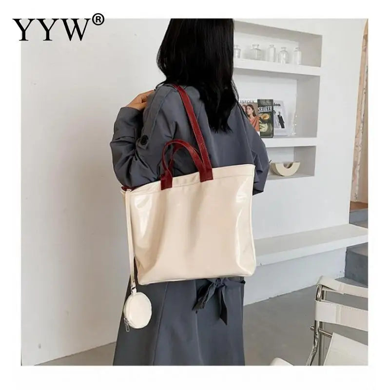 PVC Shoulder Bag Large Capacity Soft Surface Shopping Big Party Purse