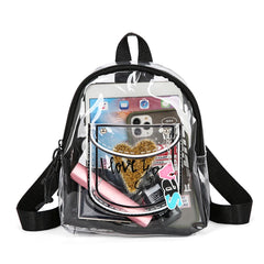 PVC Transparent Backpack Letter Love Women Girl Travel Small Shoulder Schoolbag