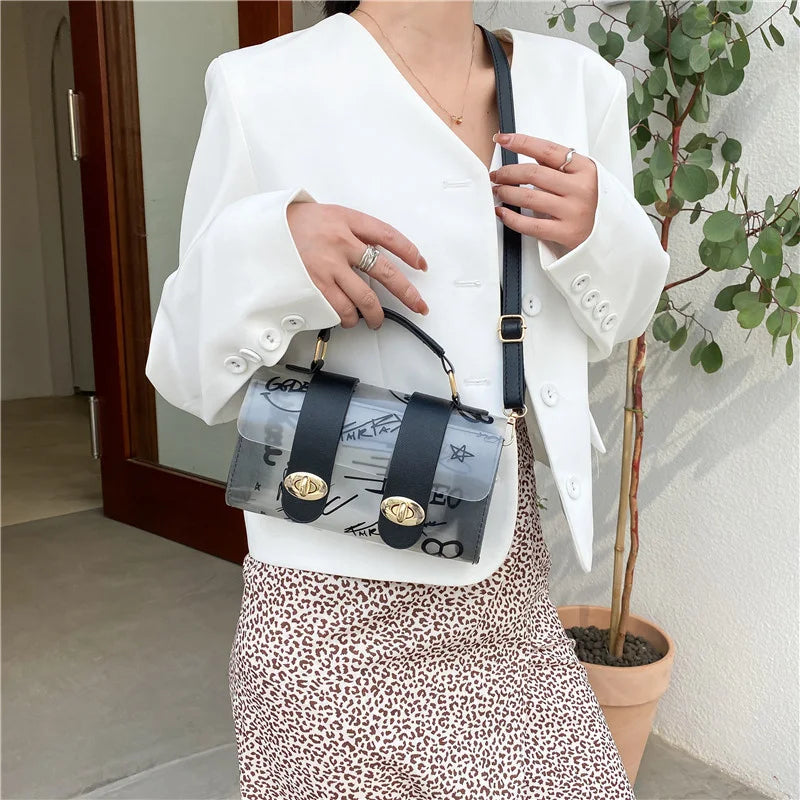 PVC Graffiti Crossbody Sling Bag Women Shoulder Tote Messenger Handbag