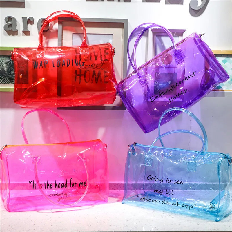Waterproof Yoga Gym Bag Transparent PVC Outdoor Sports Fitness Handbag