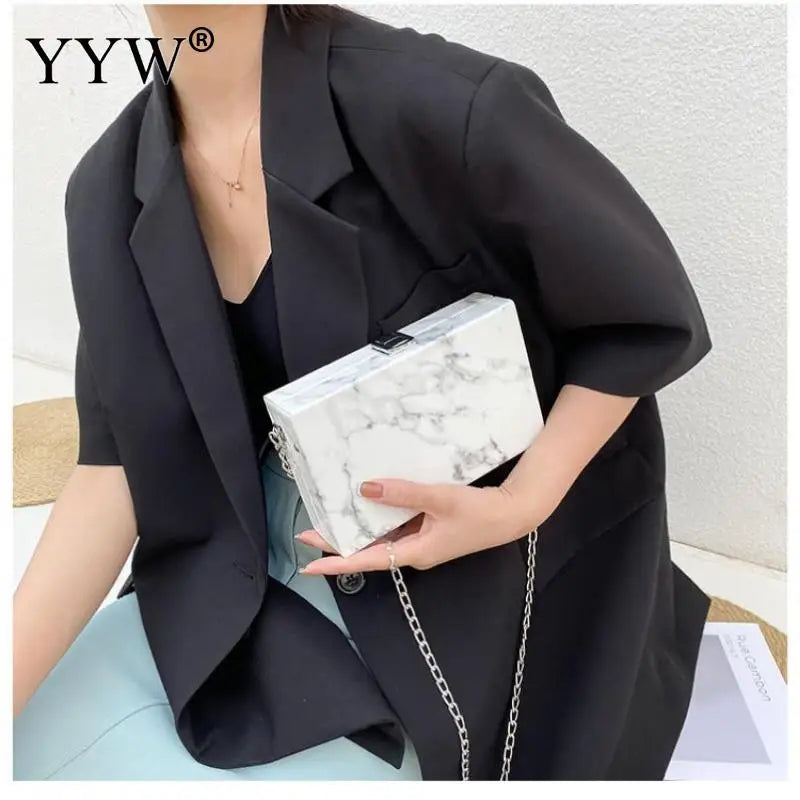Marbling Acrylic Clutch Bag Evening Handbag Wedding Purse