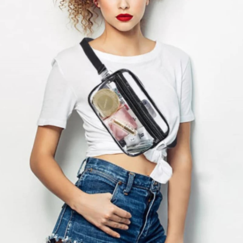 Clear Transparent PVC Women Waist Fanny Pack Hip Bag