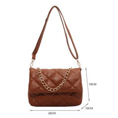 Quilted PU Leather Shoulder Bag Women Winter Embroidery Crossbody Totes