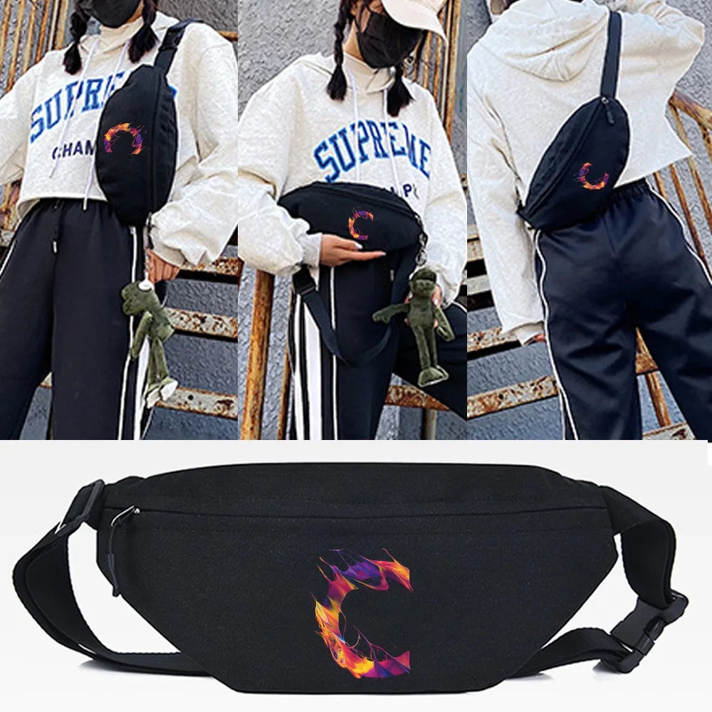Print Waist Bags Women Men Crossbody Bag Shoulder Bag Casual Belt Pouch
