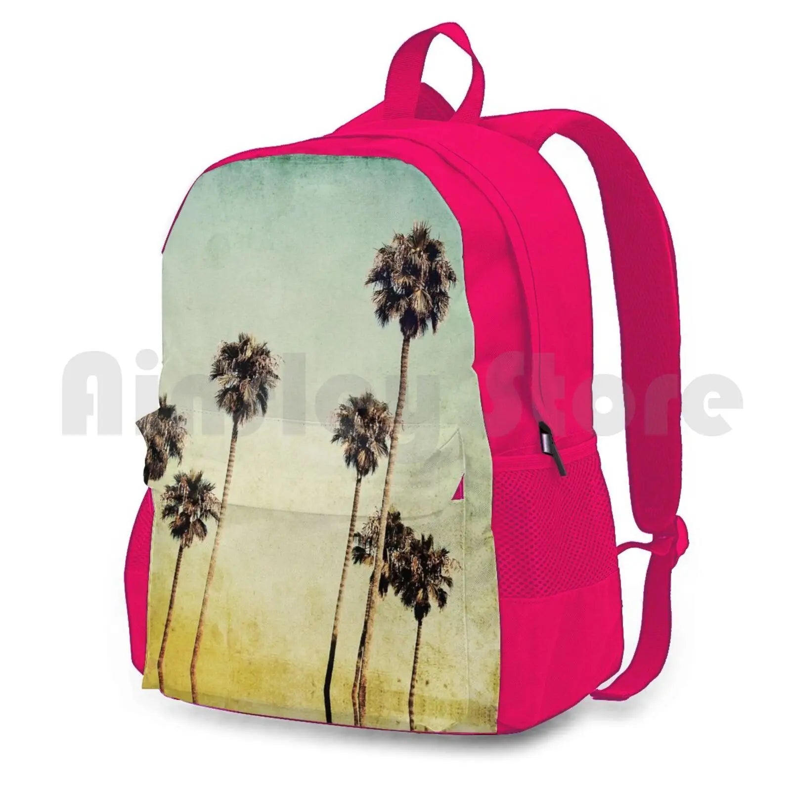 Vintage California Texture Palm Trees Outdoor Hiking Backpack